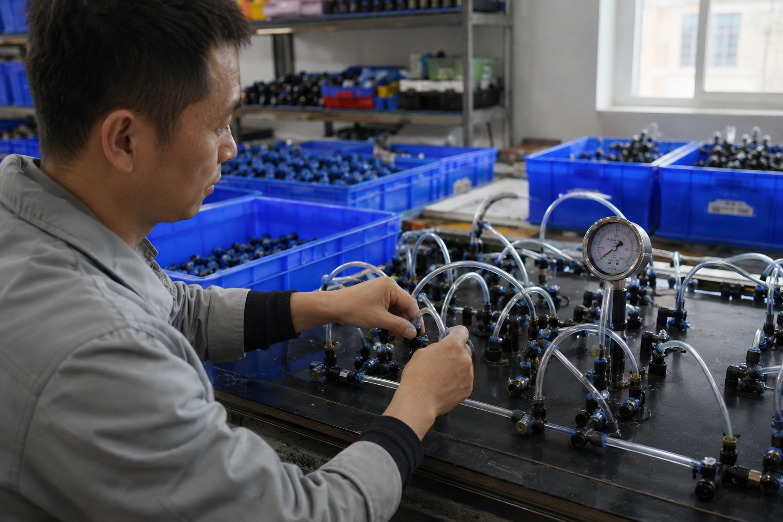 100 percent leak test on push to connect fittings push to connect fitting quality control leak test