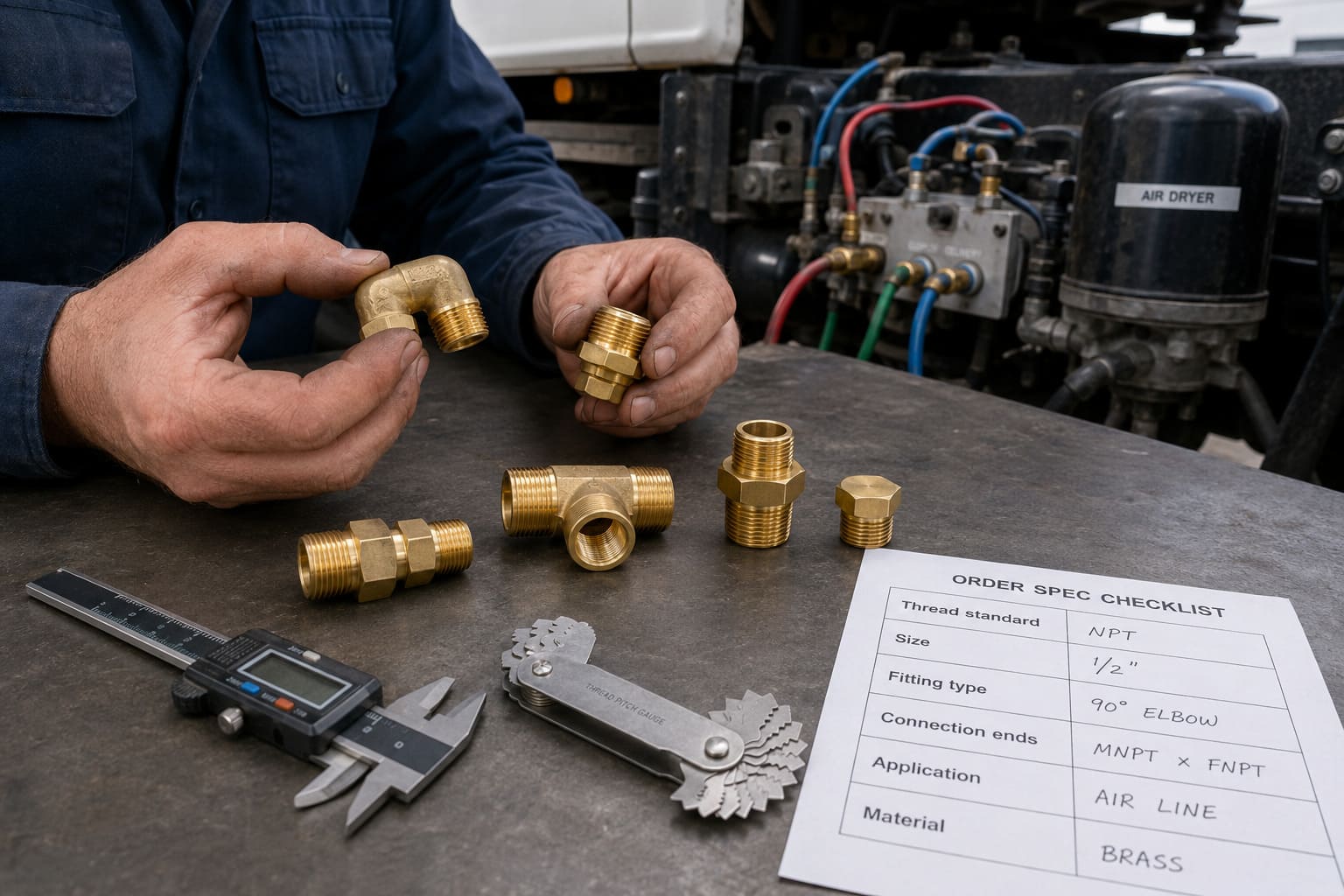 NPT brass fitting types for heavy duty trucks Brass fittings types NPT elbow tee union adapter