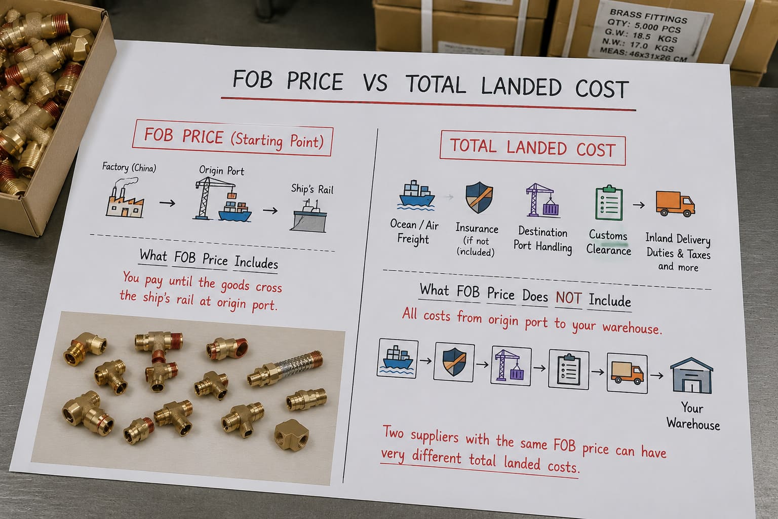FOB price vs landed cost for truck parts importers FOB price vs total landed cost comparison for brass fittings