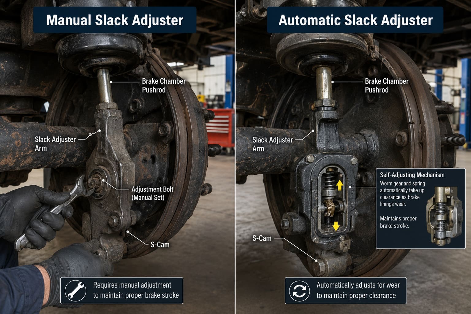 Automatic Slack Adjuster vs Manual Slack Adjuster automatic slack adjuster vs manual slack adjuster comparison