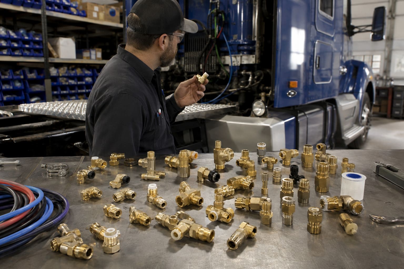Truck Air Fitting Selection by Repair Task brass fitting selection by repair task in heavy truck workshop