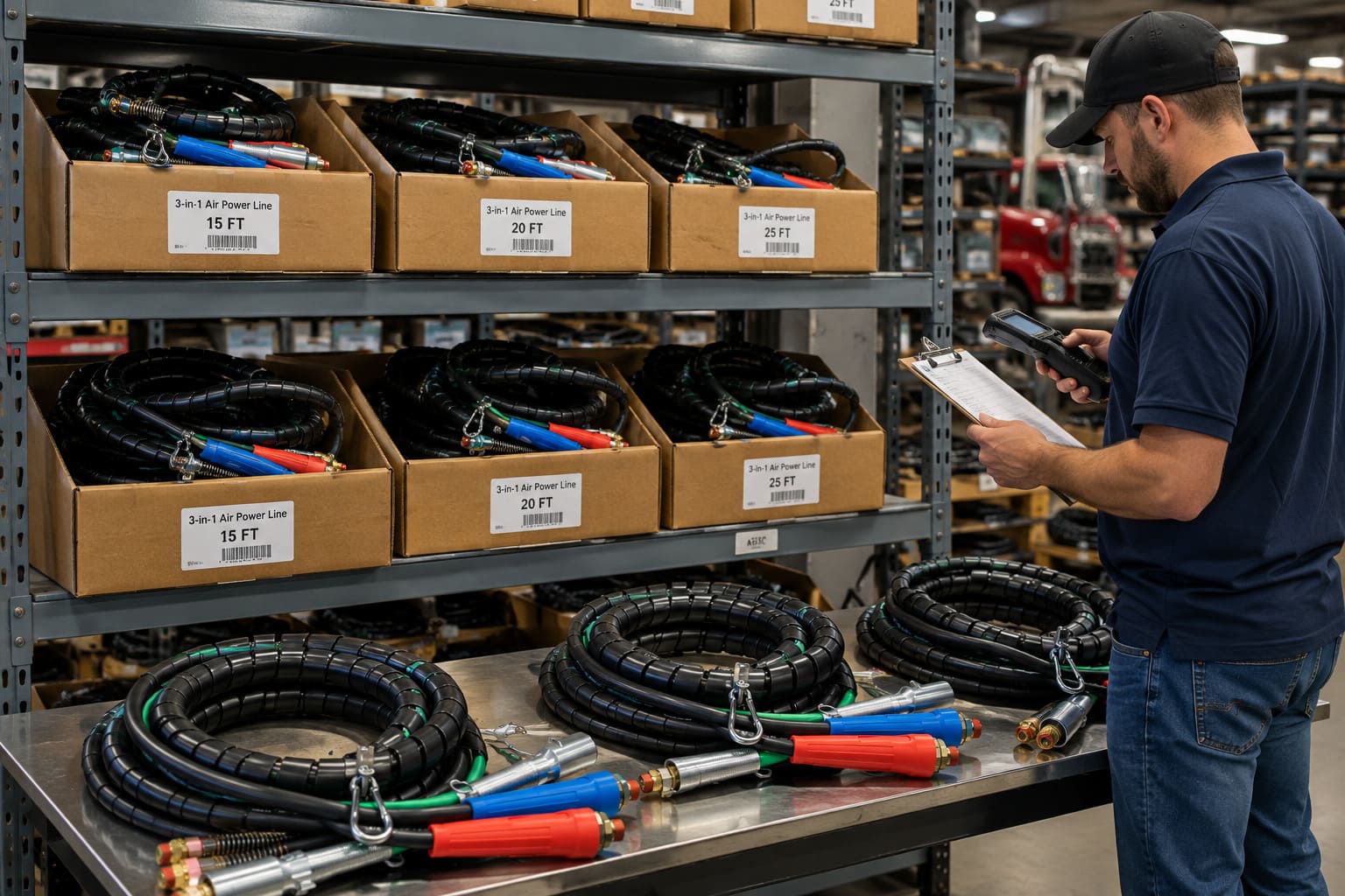 3-in-1 air line common specifications aftermarket common 3-in-1 air power line specifications for North American truck fleet applications