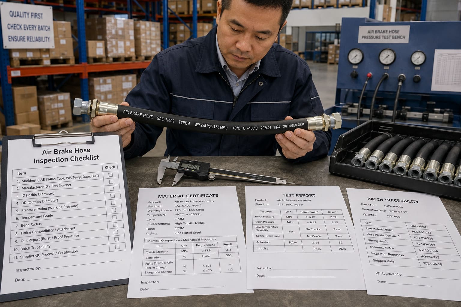 Air brake hose procurement inspection checklist Air brake hose inspection checklist for distributors and procurement teams