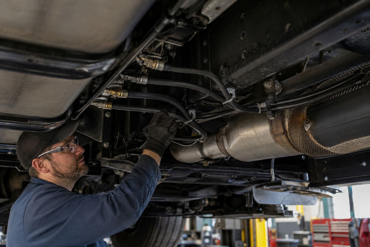 correct semi truck air line installation routing properly clamped semi truck air lines routed away from heat source and sharp edges