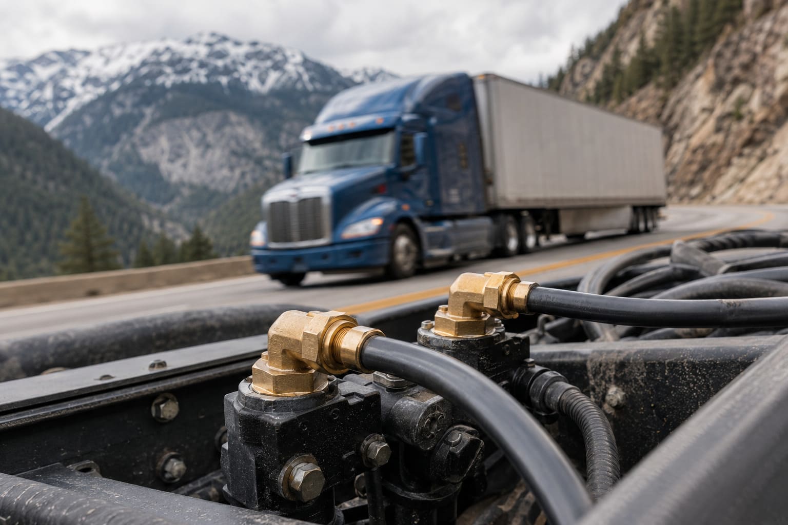 Vibration-resistant heavy-duty truck air brake brass fittings Vibration-resistant heavy-duty truck air brake brass fittings on commercial vehicles