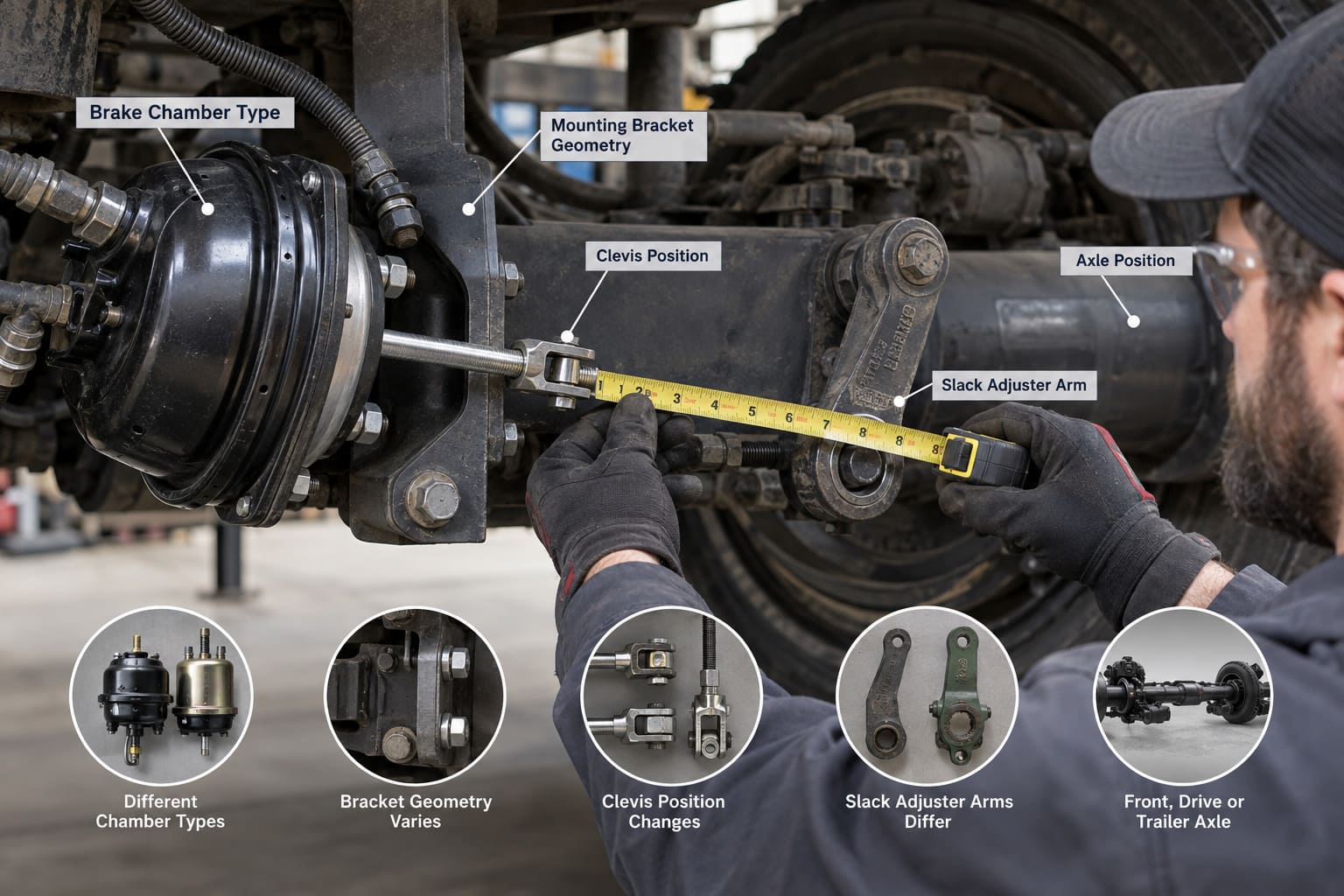 Brake Chamber Pushrod Length Matching Guide brake chamber pushrod length diagram for heavy-duty trucks