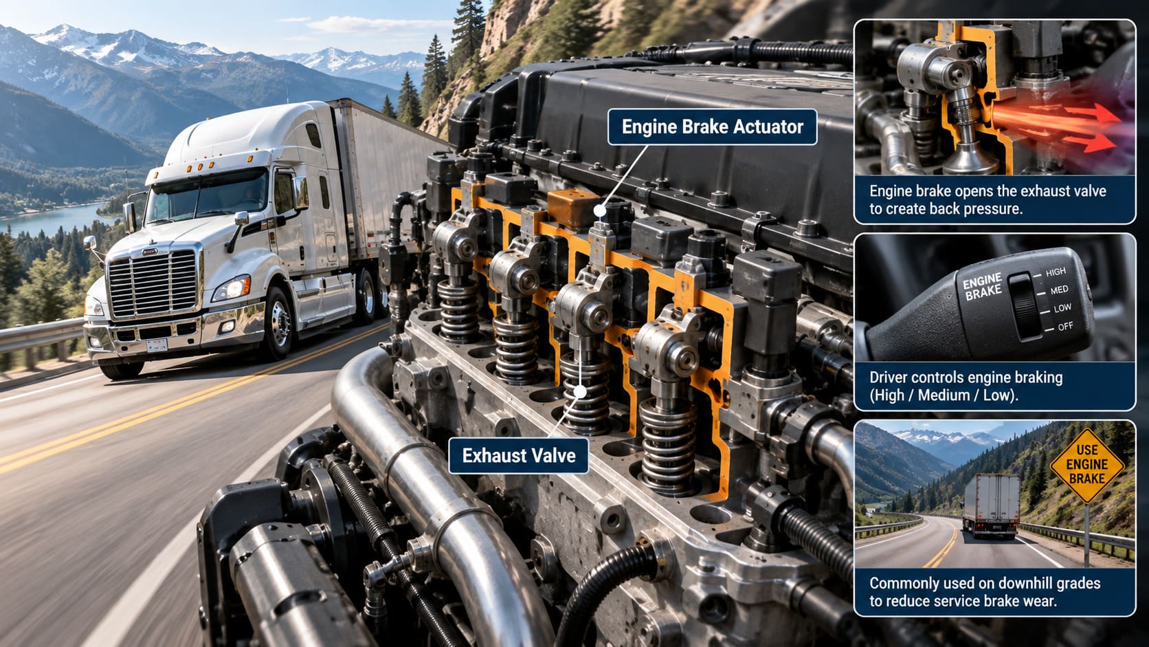 Engine Brake System on Heavy-Duty Trucks heavy duty truck engine brake system overview