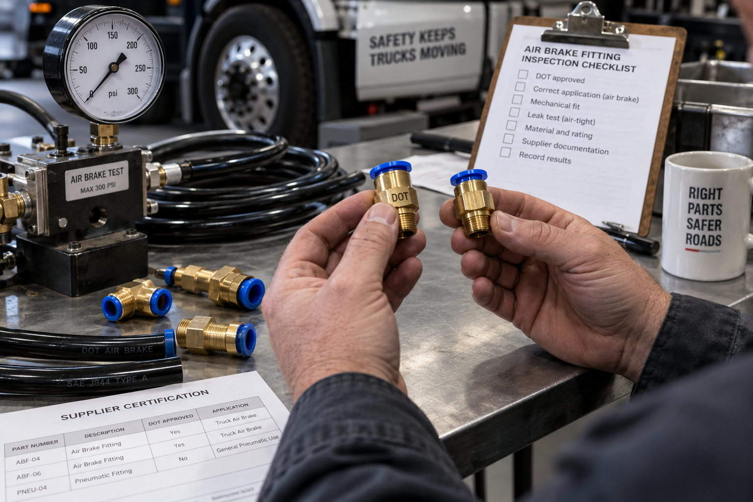Non-DOT fittings used in truck air brake systems Non-DOT fittings for truck air brake systems evaluation