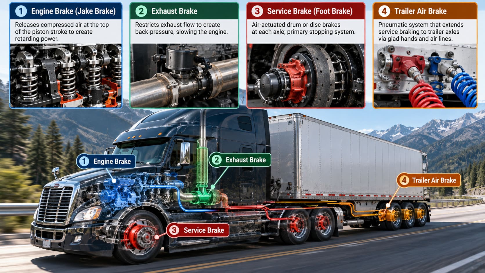 Types of Braking Systems on Heavy-Duty Trucks diagram of truck braking system types