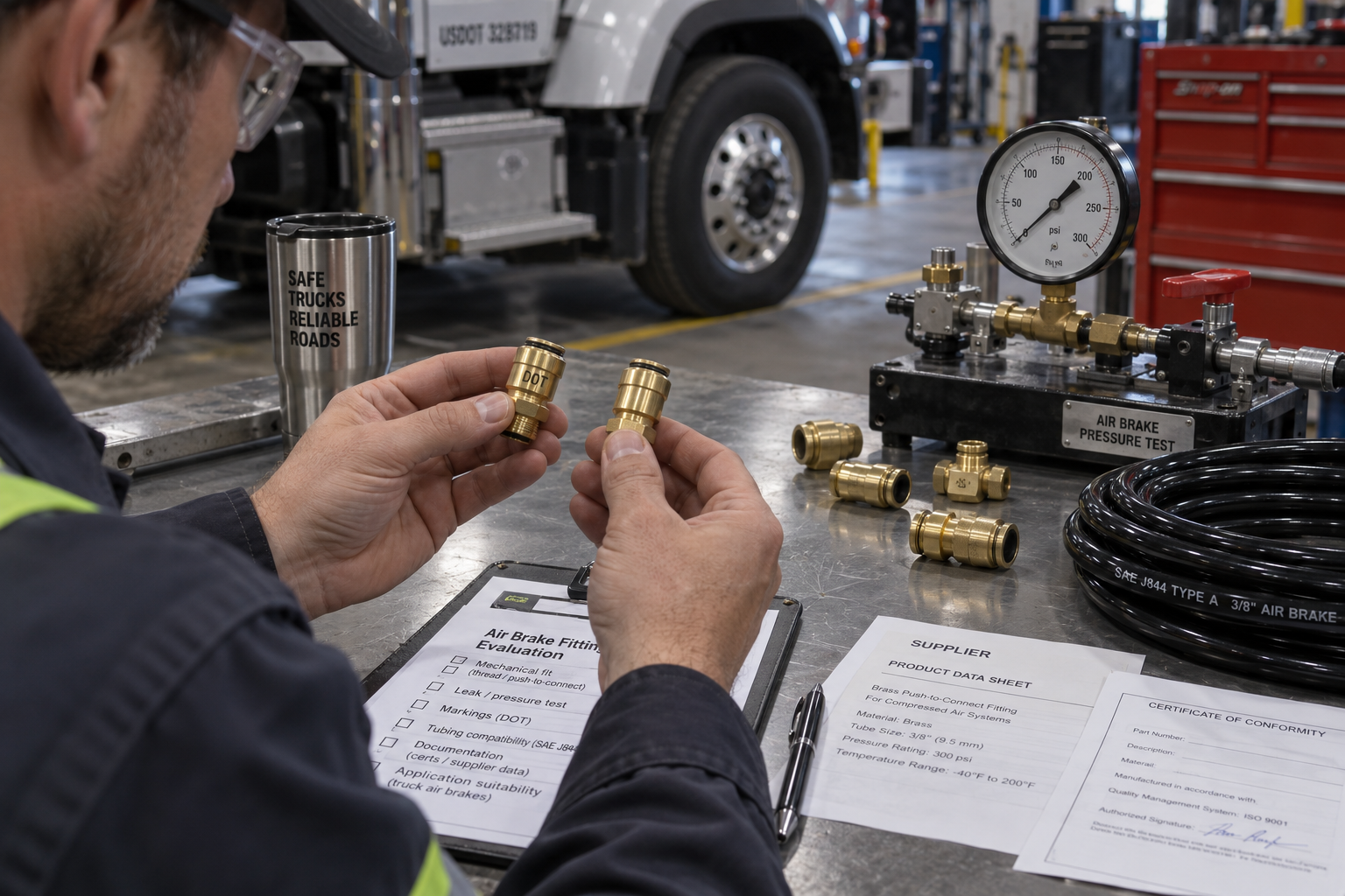 Evaluating Non-DOT fittings approval Non-DOT fittings approval for truck air brake systems