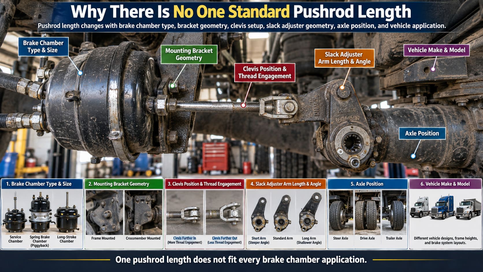 Brake Chamber Types and Pushrod Length Matching brake chamber types and pushrod matching chart