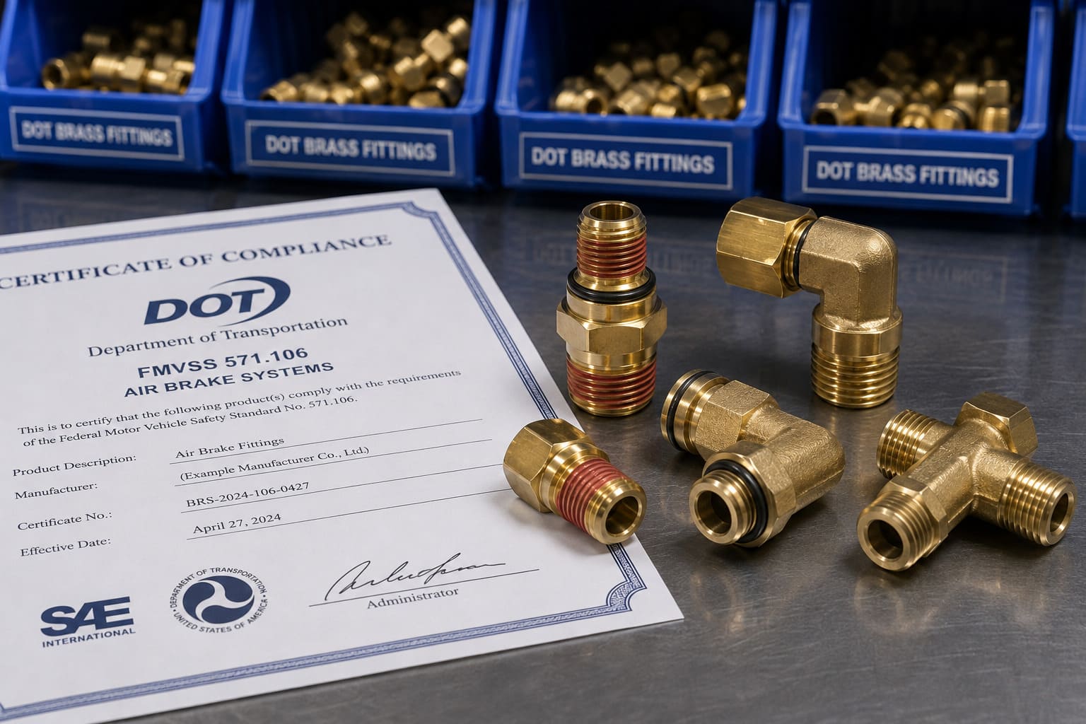 DOT-certified brass air brake fittings for heavy-duty trucks DOT-certified brass air brake fittings for heavy-duty trucks