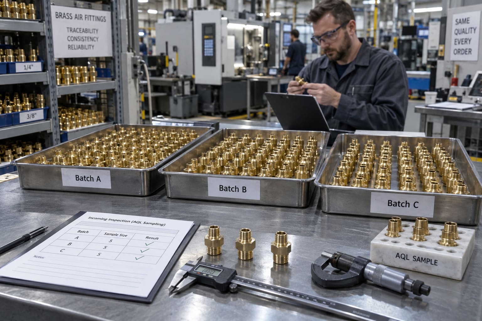 Brass fitting batch consistency and repeat order quality control repeat order batch consistency testing and sampling of brass fittings