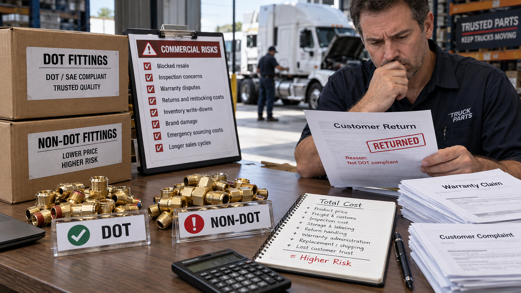 Commercial risk of Non-DOT fittings Non-DOT fittings commercial risk in truck parts procurement