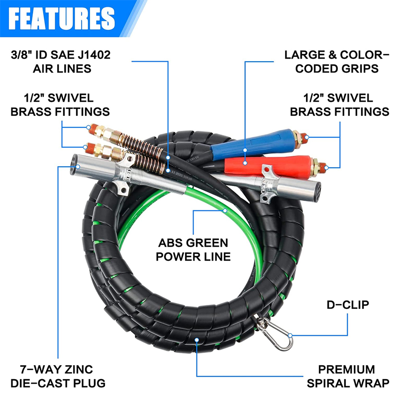 15′ 3-IN-1 AIR POWER LINE WITH BLACK HOSE  OEM#30-1177