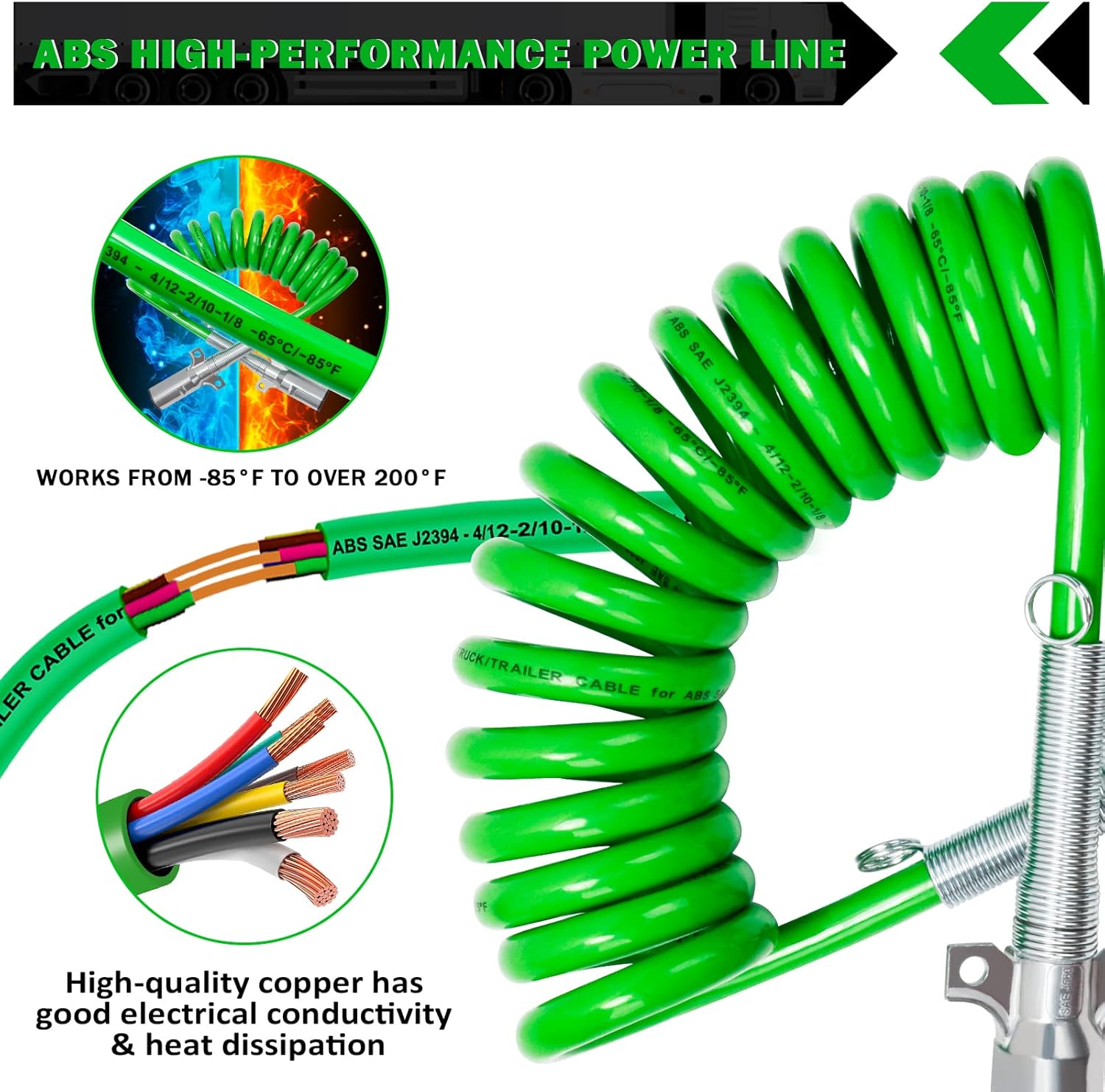 15′ ABS COILED 7 WAY CABLE OEM#87101