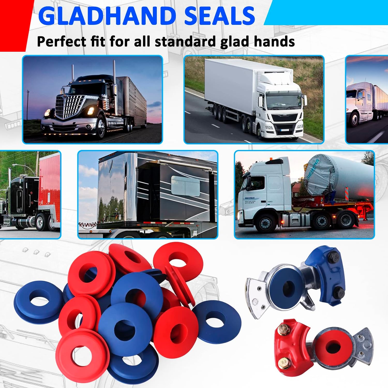 FULL-FACE POLYURETHANE GLADHAND SEAL BLUE&RED