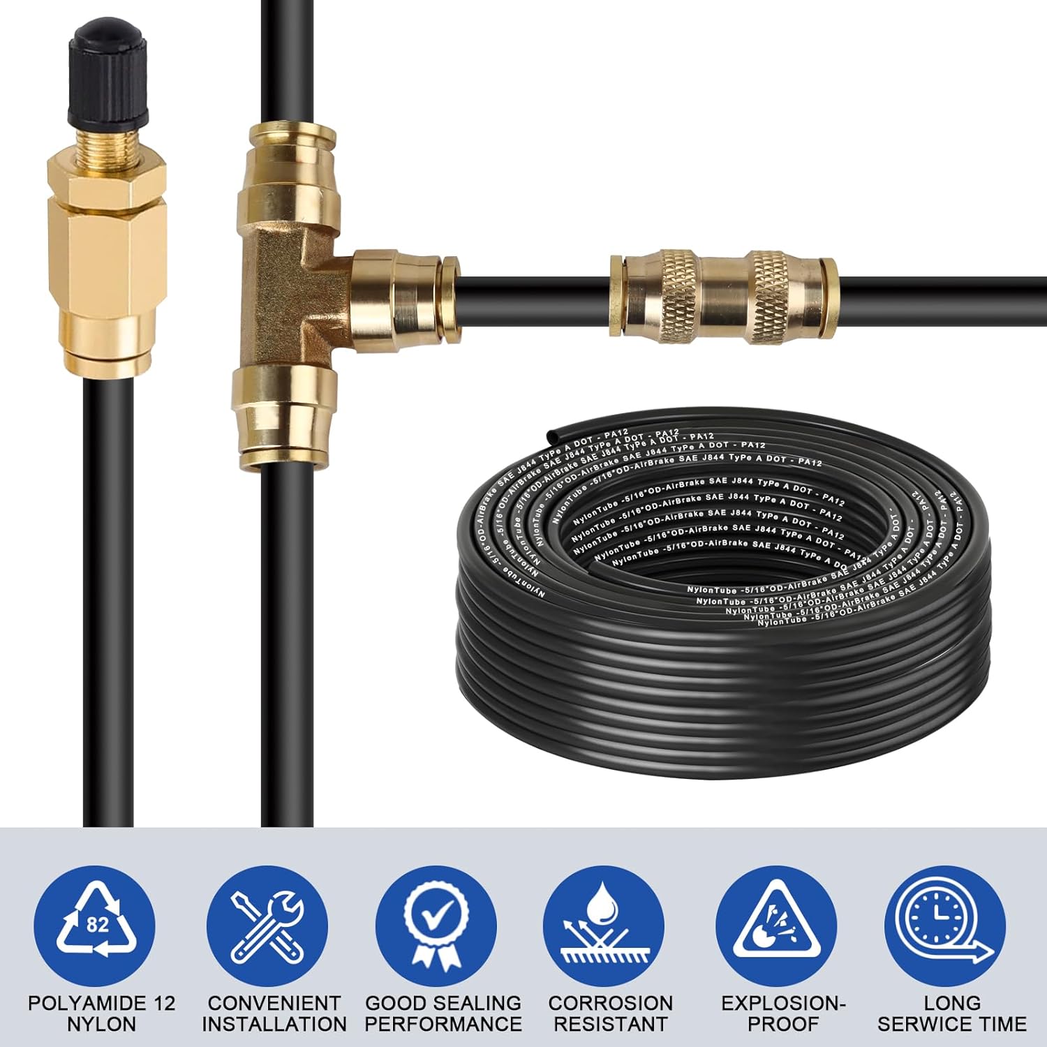 PA12 NYLON AIR BRAKE TUBING Type A (Single-wall extruded Nylon)  and Type B (Nylon core, Fiber rein-forcement, Nylon jacket)