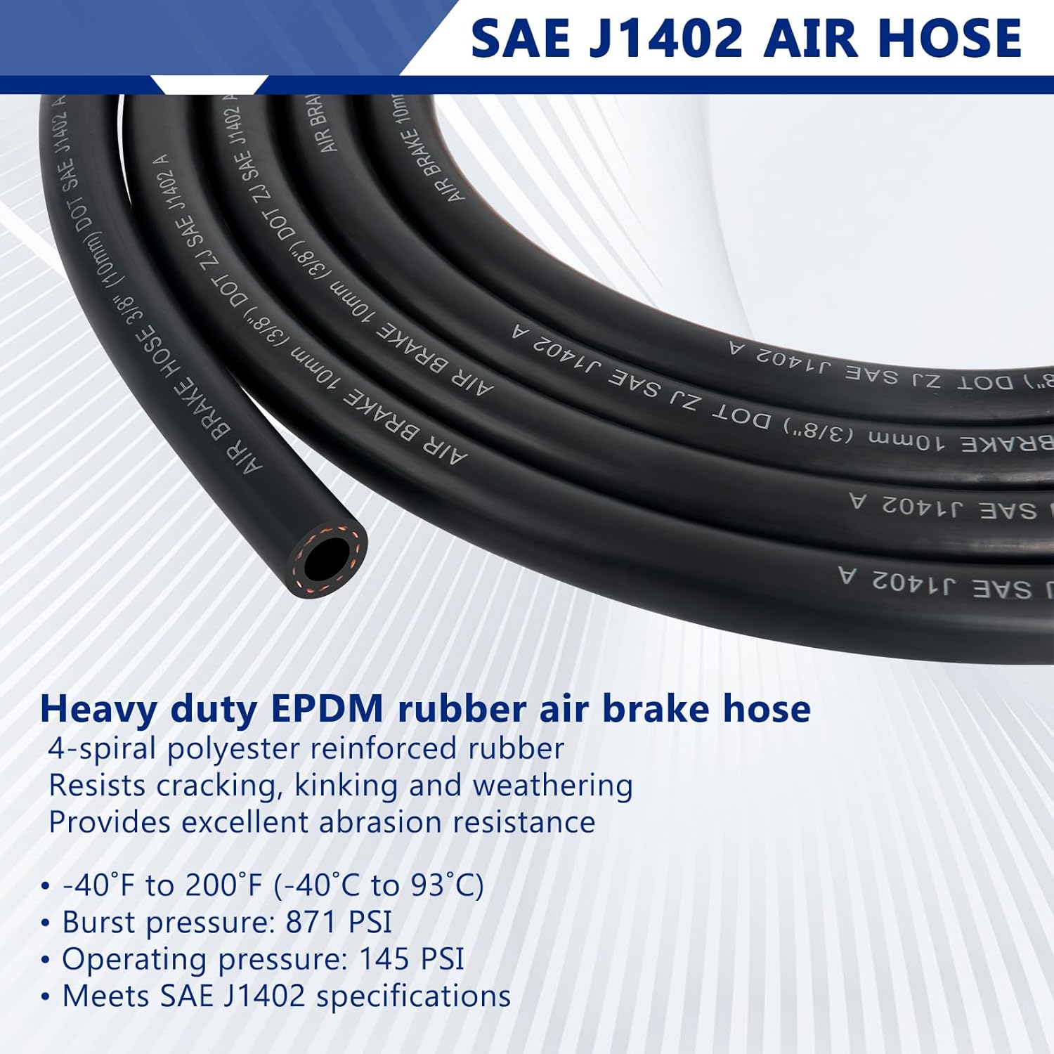 RUBBER AIR BRAKE LINE WITHOUT GRIP