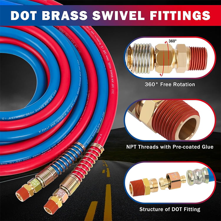 RUBBER AIR BRAKE LINE WITHOUT GRIP(RED&BLUE HOSE)