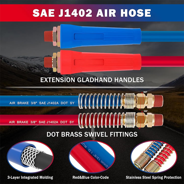 RUBBER AIR BRAKE LINE WITHOUT GRIP(RED&BLUE HOSE)