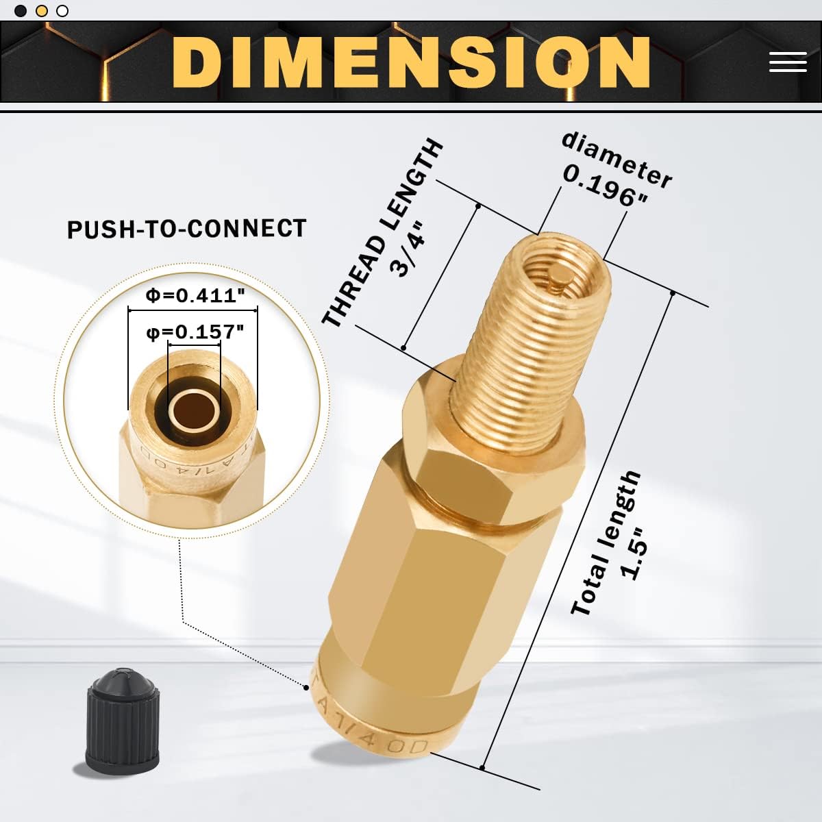 1/4″ AIR VALUE INFLATION SCHRADER VALVE