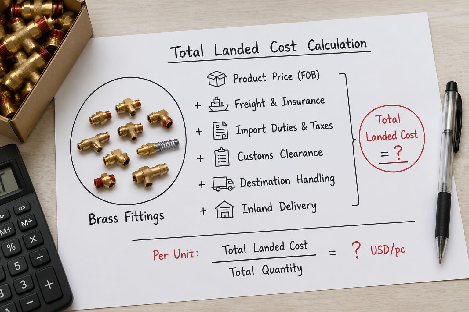 How to Calculate Total Landed Cost for Brass Fittings Imports from China?
