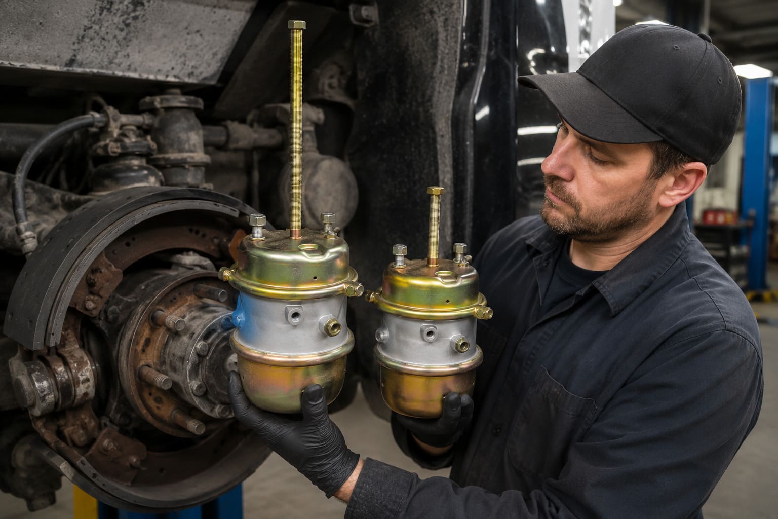 What is an advantage of having a long stroke brake chamber over standard stroke?