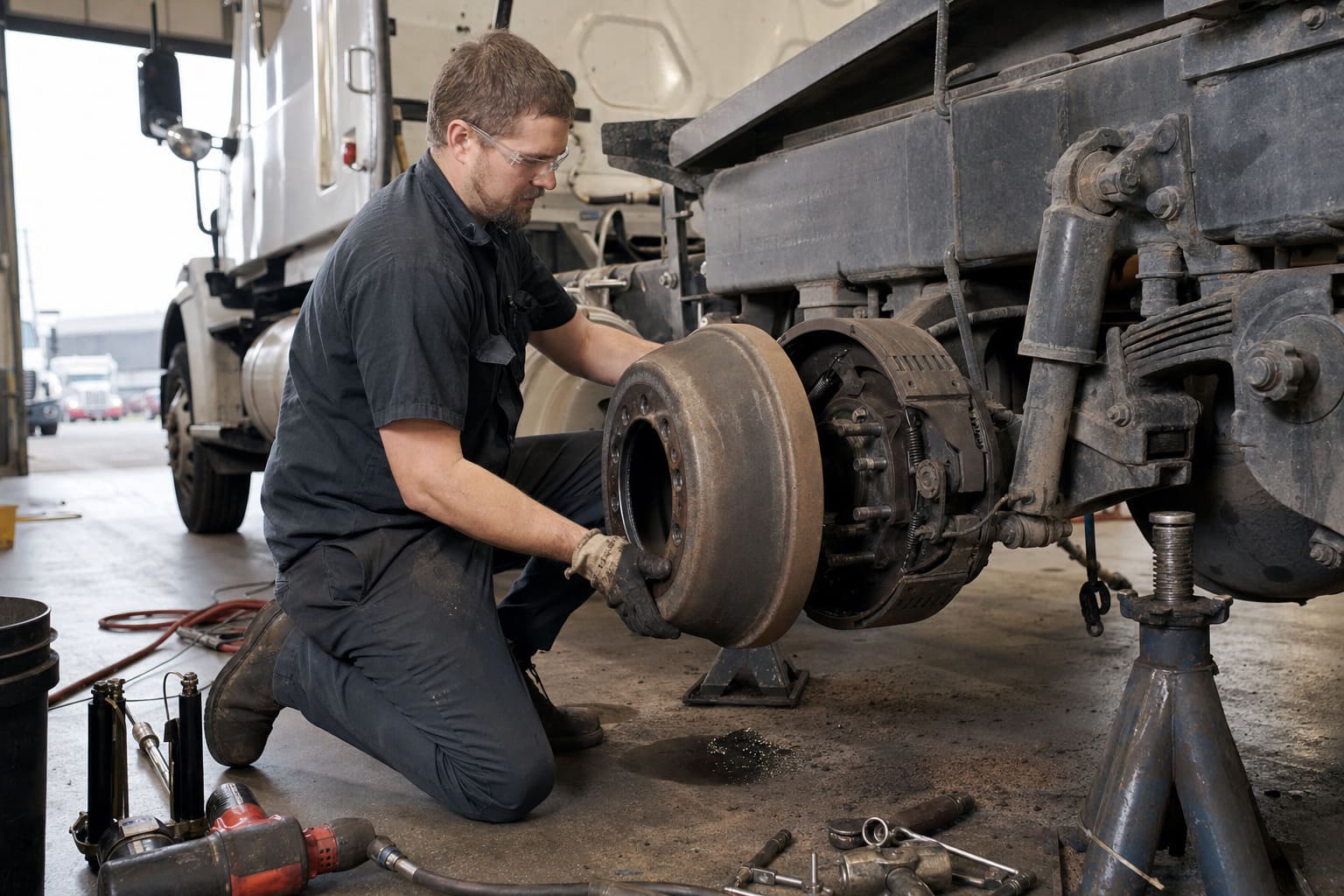 Why do trucks use air brakes instead of hydraulic?
