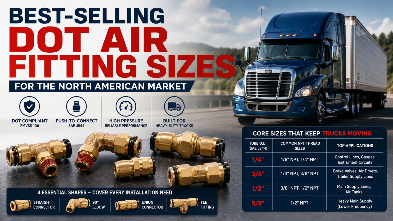 Best-Selling DOT Air Fitting Sizes for the North American Market
