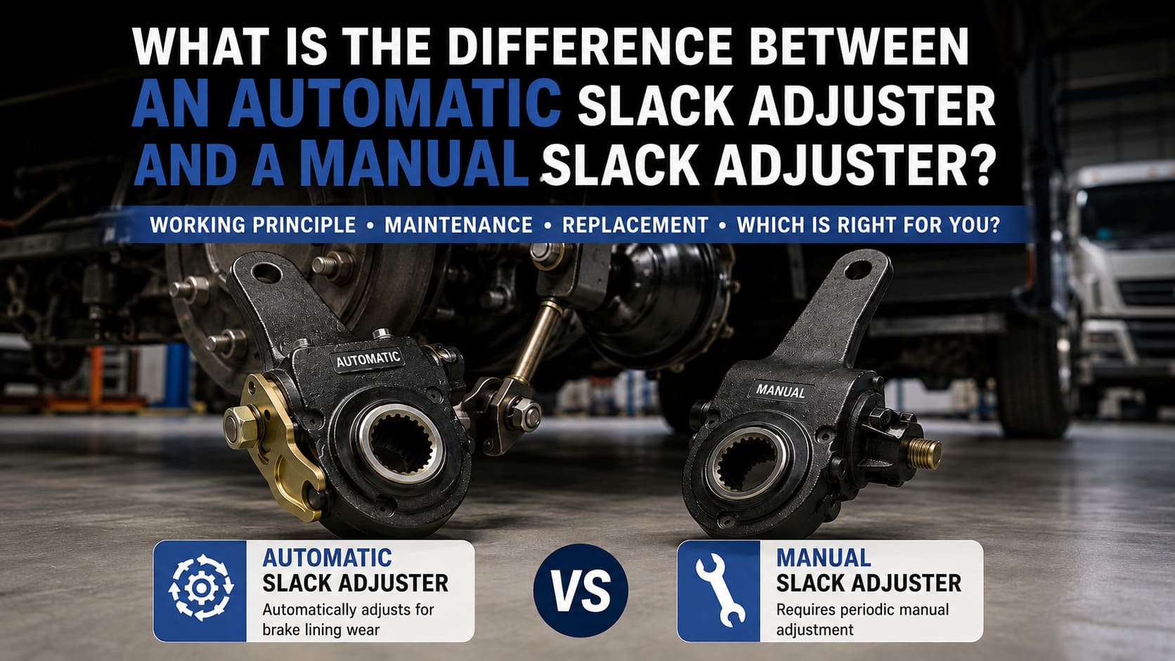 What is the difference between an automatic slack adjuster and a manual slack adjuster?