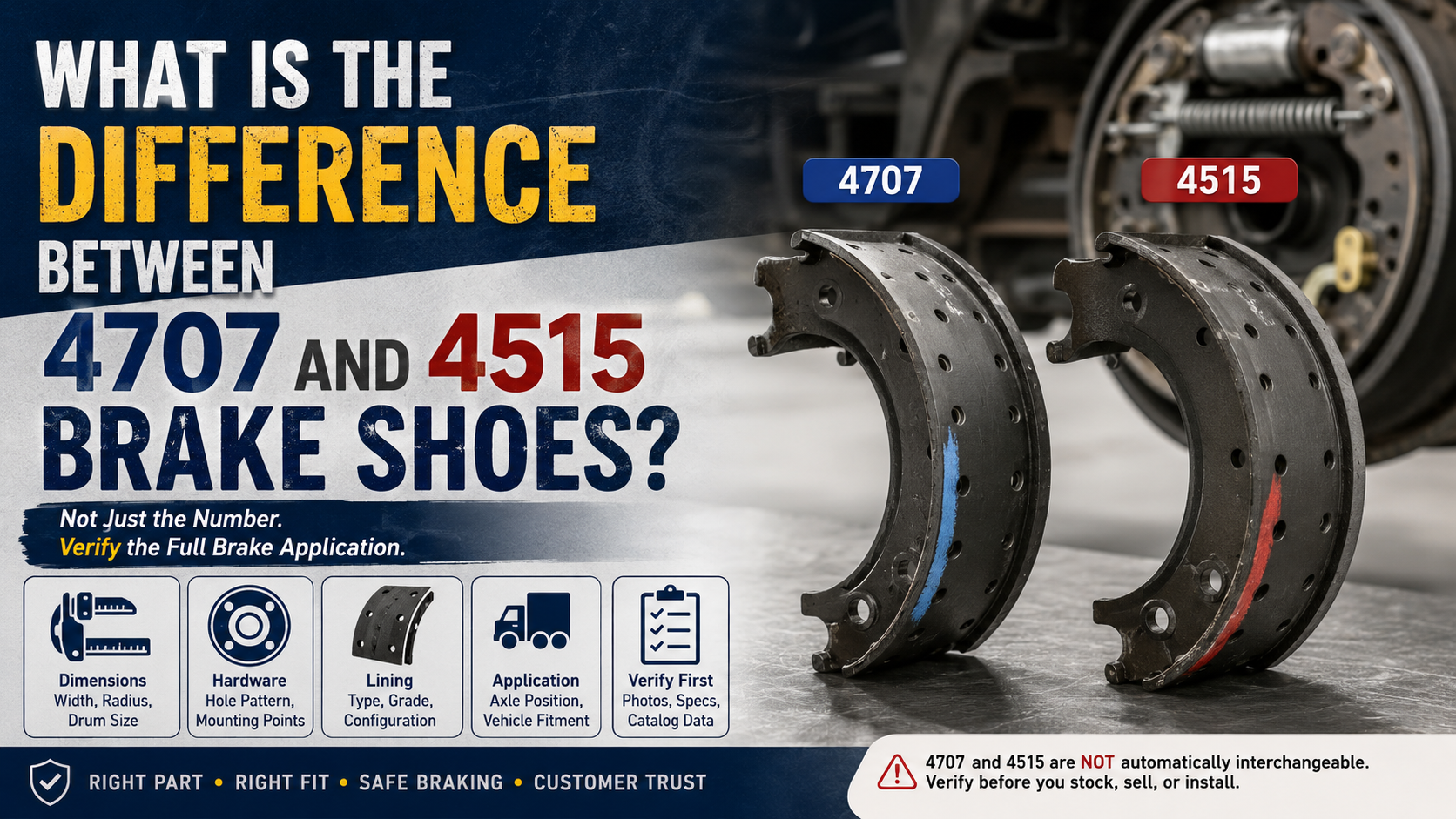 What is the difference between 4707 and 4515 brake shoes?