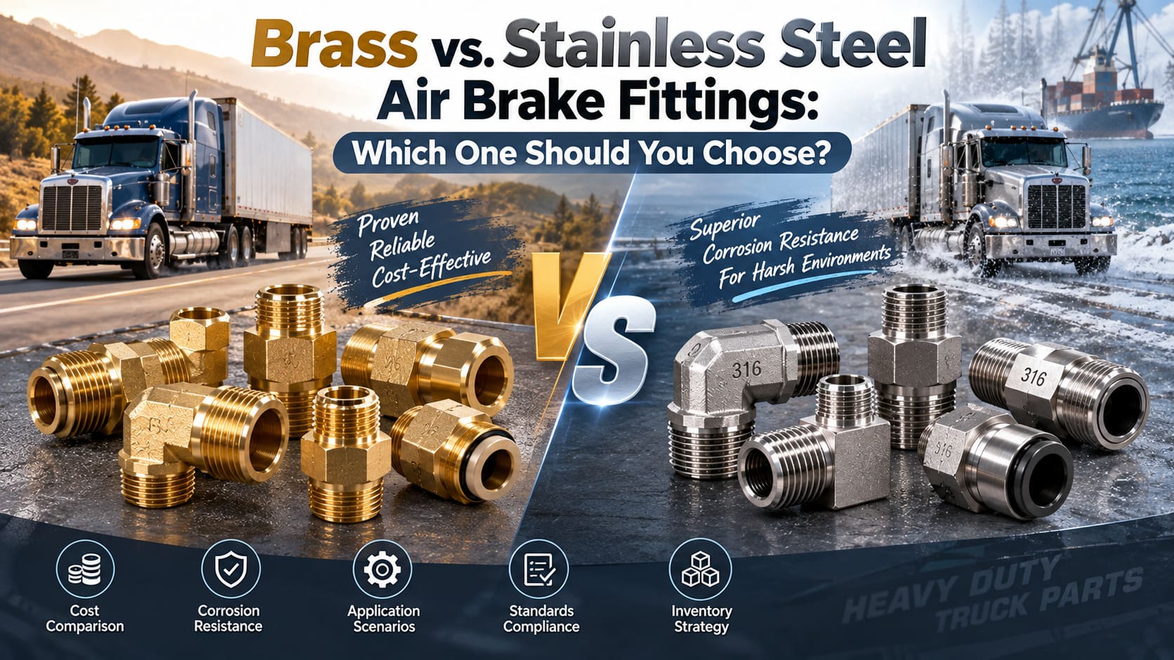 Brass vs. Stainless Steel Air Brake Fittings: Which One Should You Choose?